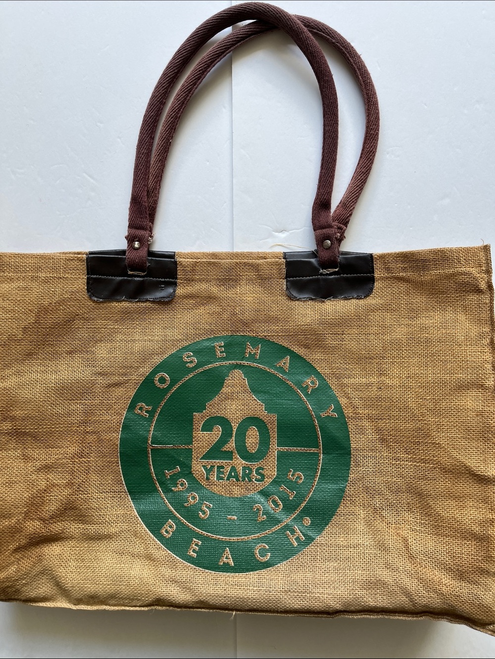 Rosemary Beach Burlap Tote Bag Ocean Watermarks Large Size